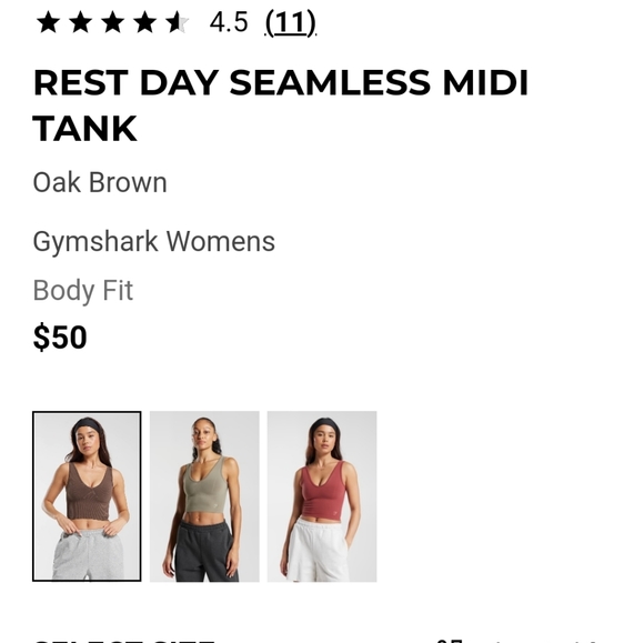 [SOLD] Gymshark rest day seamless midi tank oak brown - Picture 4 of 8